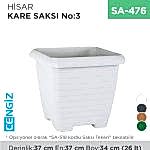 HİSAR KARE SAKSI NO:3 TABAKSIZ (26 LT) (HK03)